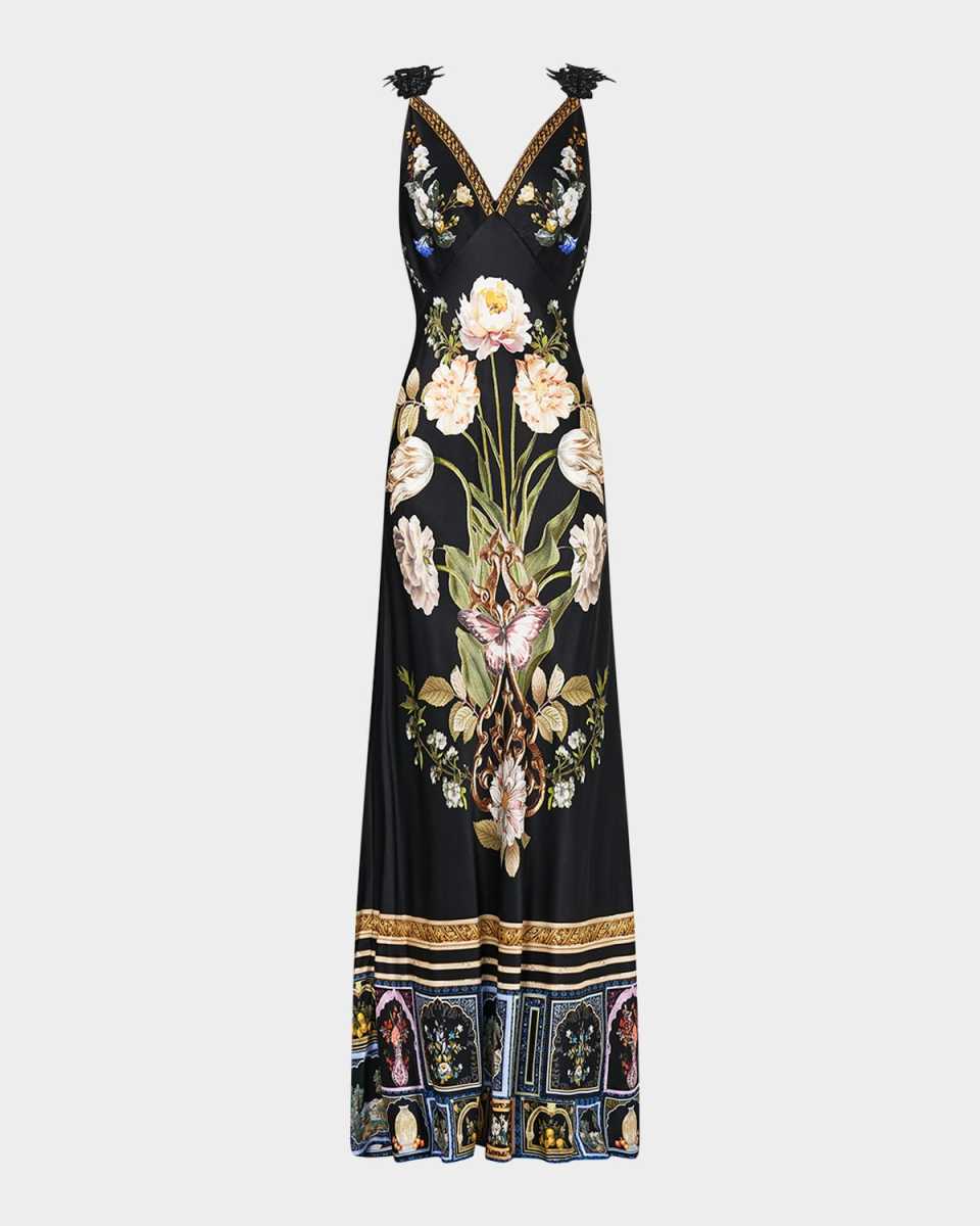 Ottoman Elegance V-Neck Maxi Bias Slip Dress